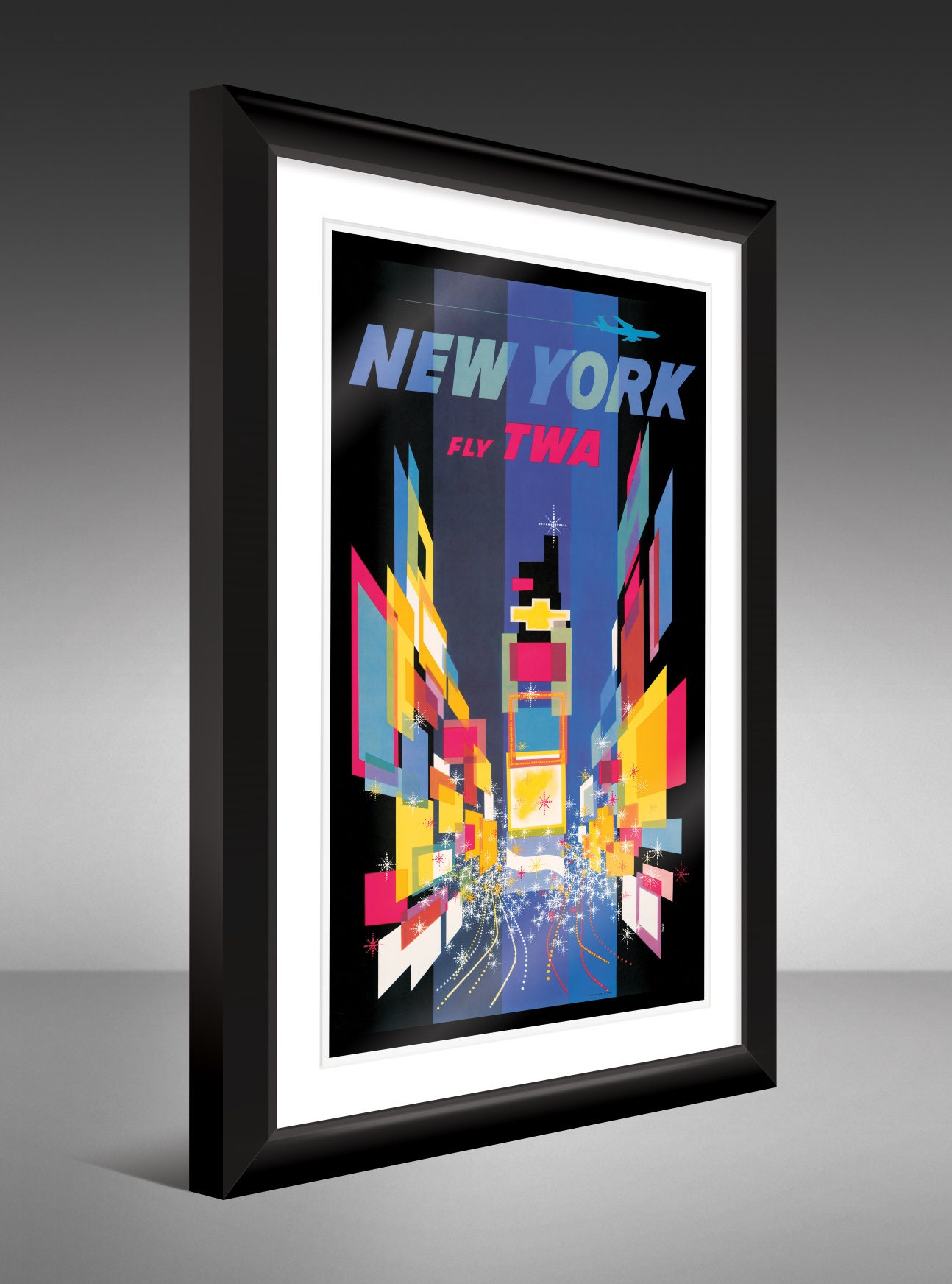 Vintage New York TWA Travel Poster by David Klein (12x18 Art Print