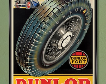 Dunlop Fort '90' Vintage Automobile Tires Poster, Gallery Canvas Wrap