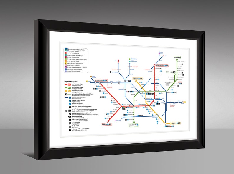 Milan Metro [subway] Map (18x12 Heavyweight Art Print) - Etsy