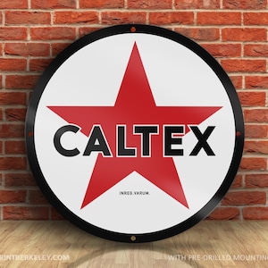 Caltex – California Texas Oil Company – Petroliana Vintage Reproduction Gas Station Sign (23.5&quot; Round DIBOND™ Aluminum Composite)