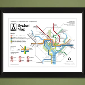 Washington DC Metro Map 2024 Updated (16x12 Heavyweight Art Print)
