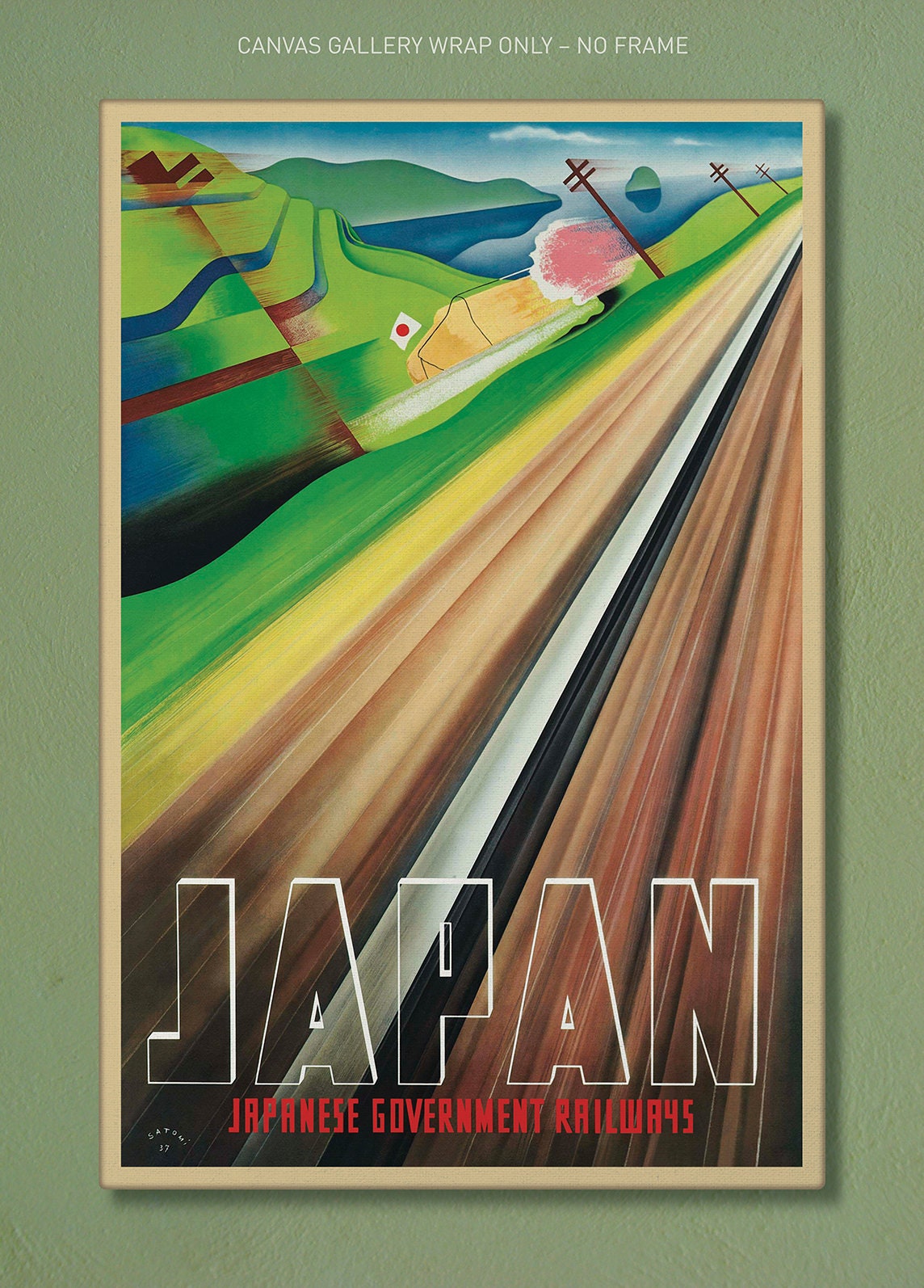 Japan 1937 Travel Poster – Gallery Canvas Wrap, Munetsugu Satomi