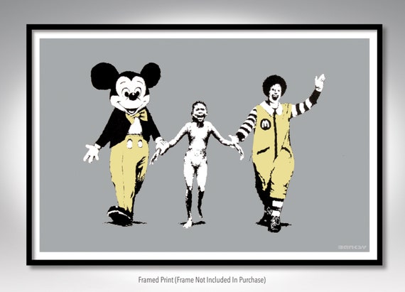 肉筆☆油絵☆F20号『シーソー(平等）を望む子供たち』Banksy/模写 Banksy Napalm Girl Poster – Bright White Satin Print - Etsy 日本