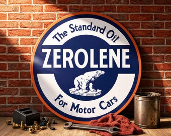 Zerolene Oil – Petroliana Vintage Reproduction Gas Station Sign (23.5"/36"/46" Round DIBOND™ Aluminum Composite)