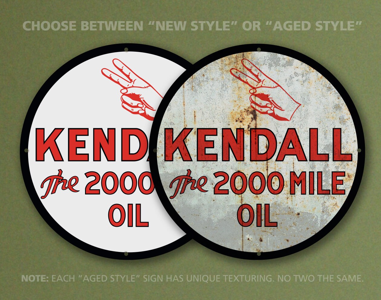Kendall Motor Oil Sign – Vintage Petroliana Reproduction, 23.5