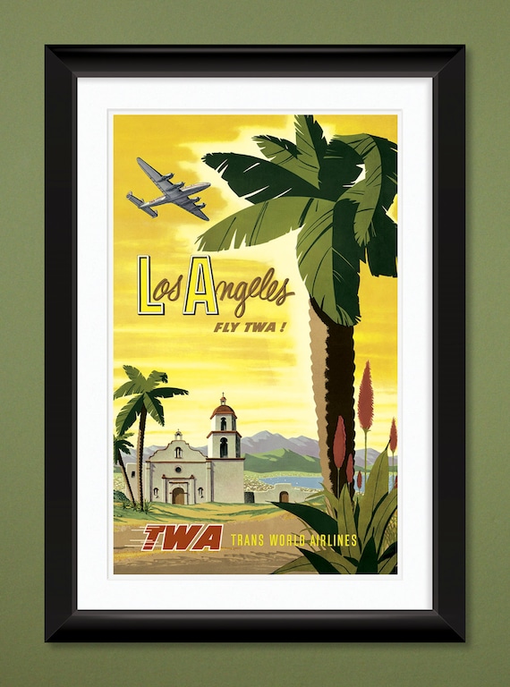 Vintage Travel Poster – Fly TWA! – Los Angeles – 1950 by David