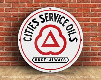 Vintage Cities Service Oils Sign – 23.5" Round Petroliana Reproduction