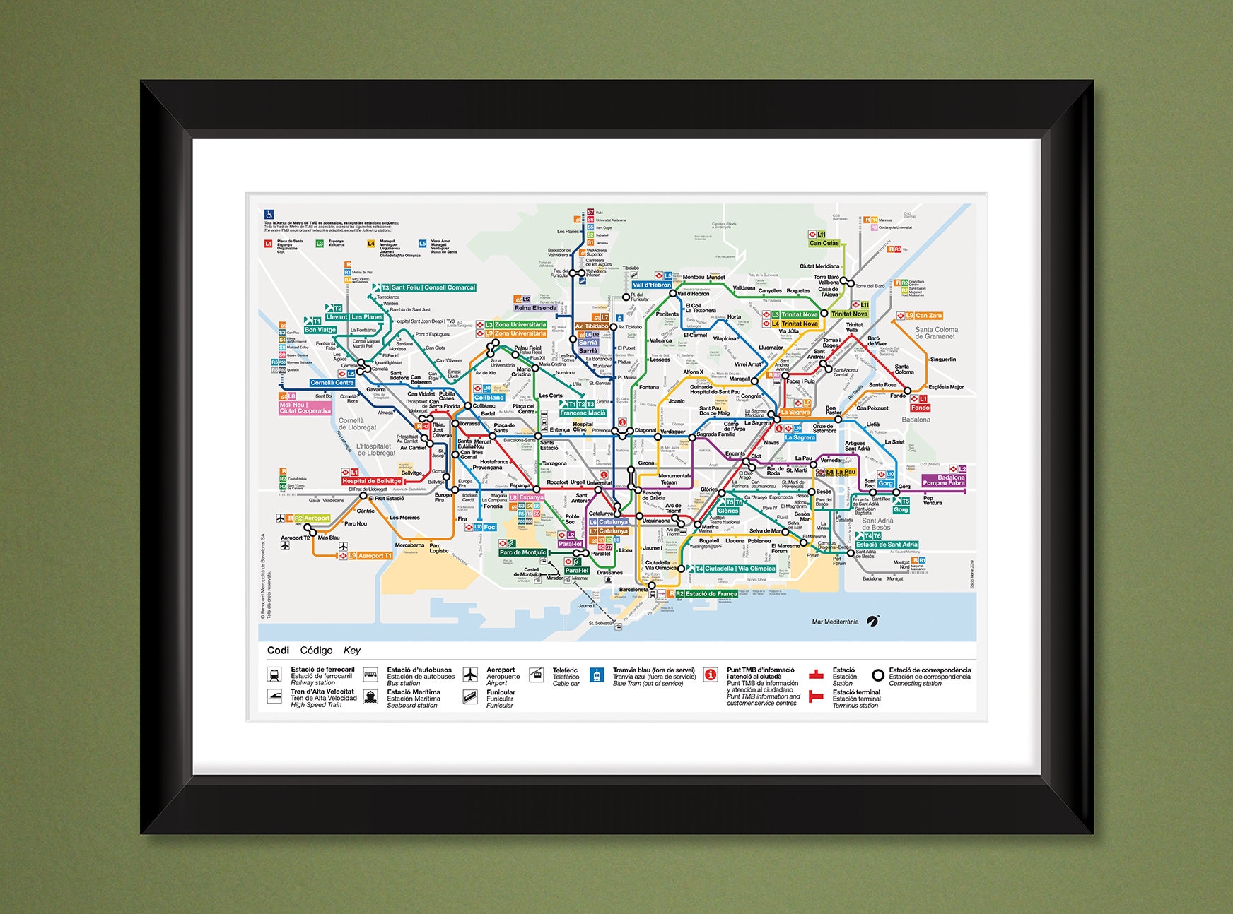 Barcelona Metro subway Map 16x12 Heavyweight Art Print - Etsy