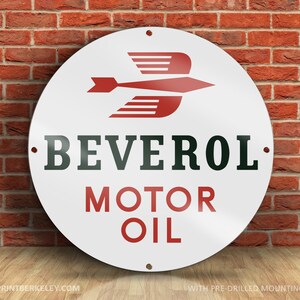 Beverol Motor Oil – Petroliana Vintage Reproduction Gas Station Sign (23.5&quot; Round DIBOND™ Aluminum Composite)