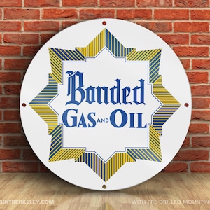Bonded – Gas & Oil – Petroliana Vintage Reproduction Gas Station Sign (23.5&quot; Round DIBOND™ Aluminum Composite)