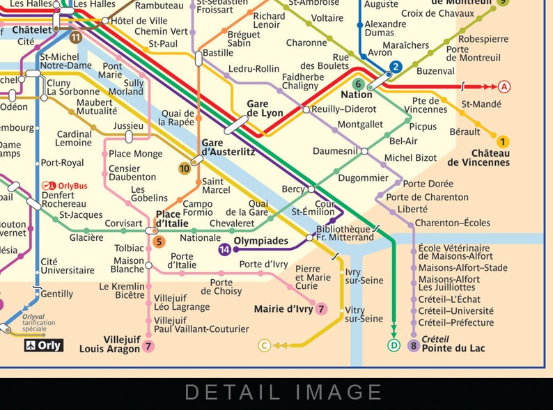 Paris Mini-Metro Subway Map 16x12 Heavyweight Art Print | Etsy