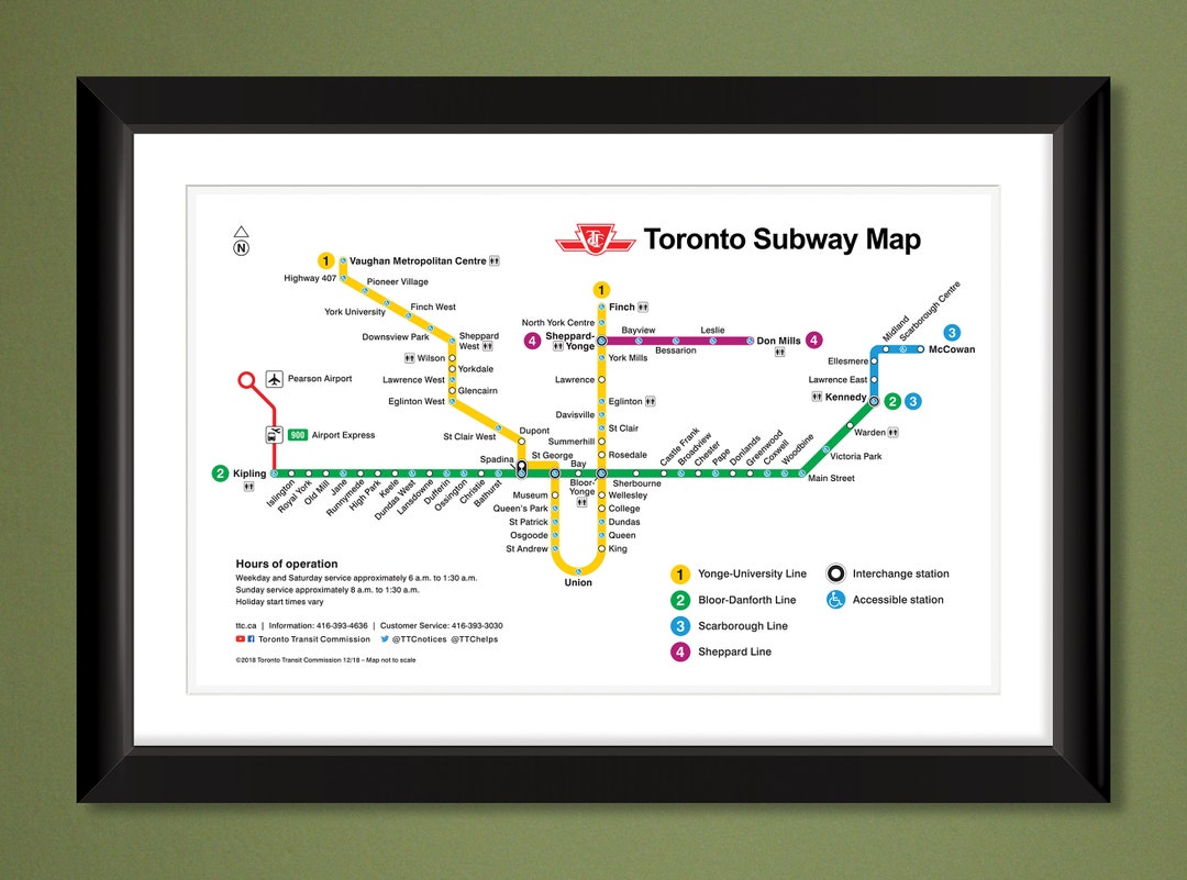 Toronto Canada (TTC) Subway Map (18x12 Heavyweight Art Print) - Etsy