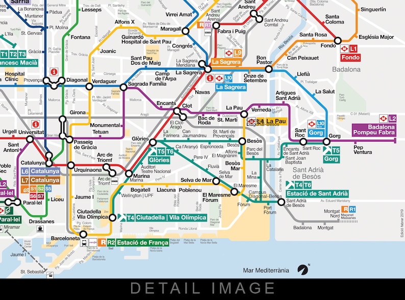 Barcelona Metro Subway Map 16x12 Heavyweight Art Print | Etsy