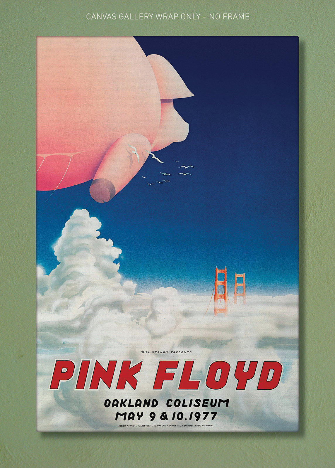 Pink Floyd Flying Pig Concert Poster, 1977 Oakland Coliseum Canvas