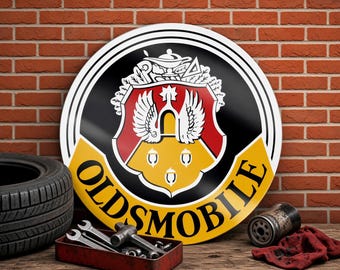 Oldsmobile – Petroliana Vintage Reproduction Gas Station Sign (23.5"/36"/46" Round DIBOND™ Aluminum Composite)