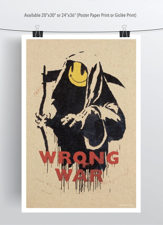 Banksy Wrong War Poster – Bright White Satin Art Print - Etsy