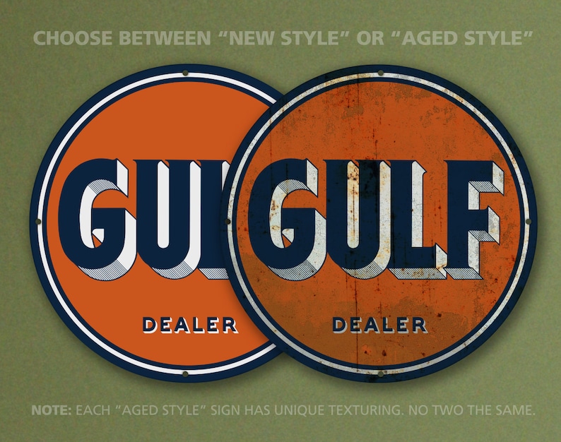 Gulf – Dealer – Petroliana Vintage Reproduction Gas Station Sign (23.5 ...