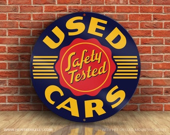 Used Cars Sign – Vintage Style Gas Station Decor (23.5" Round)
