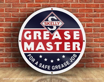 Skelly – Grease Master – Petroliana Vintage Reproduction Gas Station Sign (23.5" Round DIBOND™ Aluminum Composite)