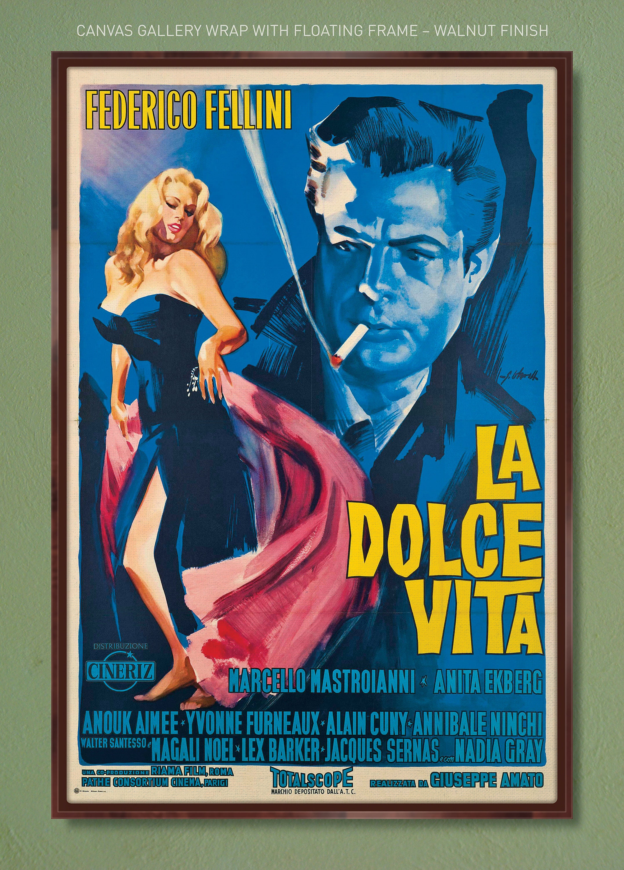 La Dolce Vita Movie Poster, Federico Fellini, Gallery Canvas Wrap