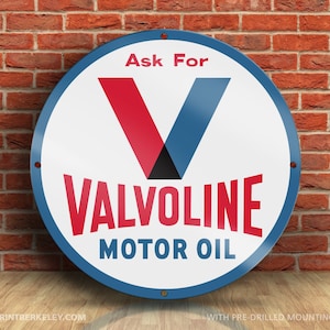Valvoline Motor Oil – Petroliana Vintage Reproduction Gas Station Sign (23.5&quot; Round DIBOND™ Aluminum Composite)