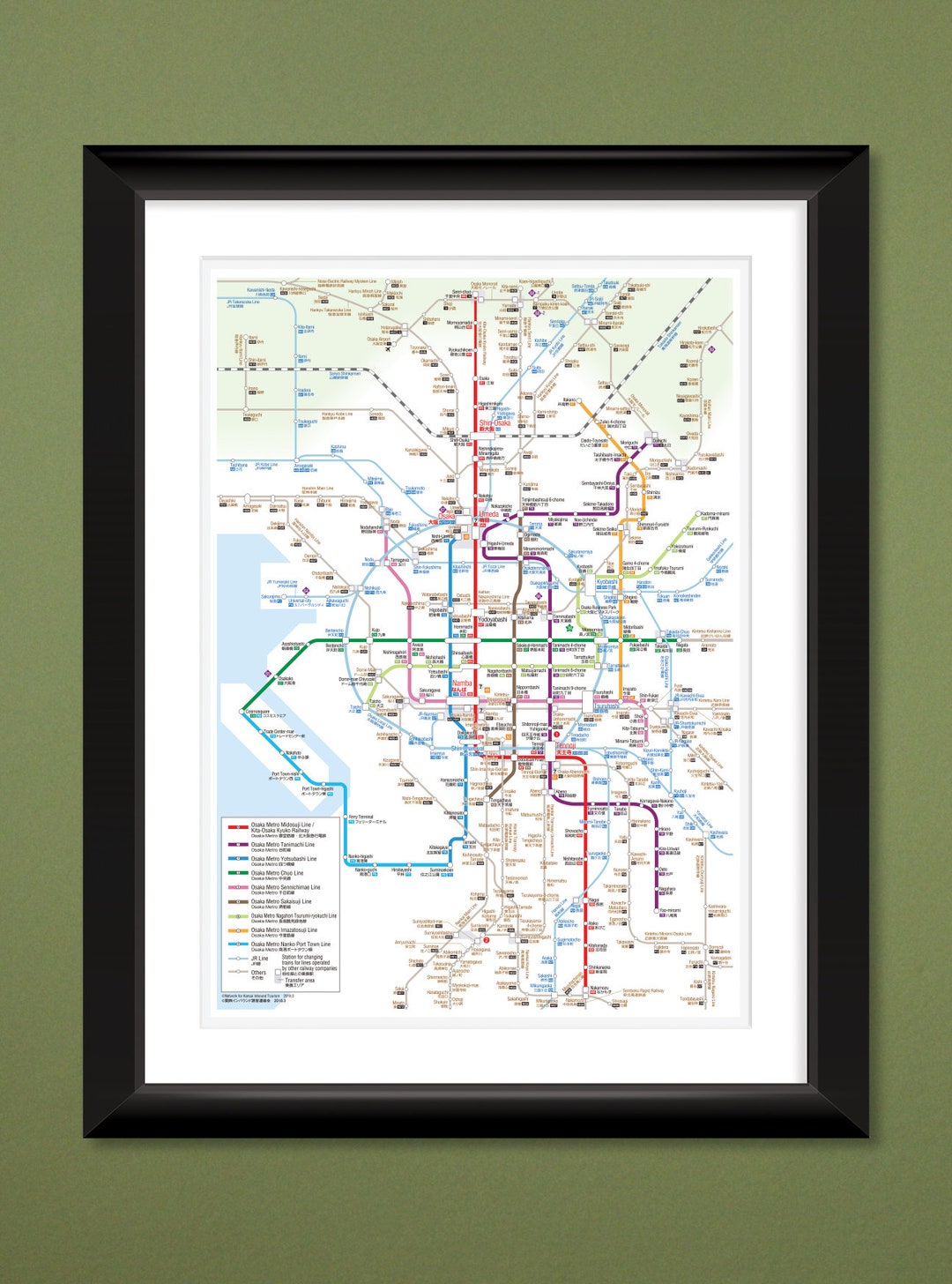 MAPIKOさまようです。 Osaka Metro Map Map 2018 – Japanese & English (12x16