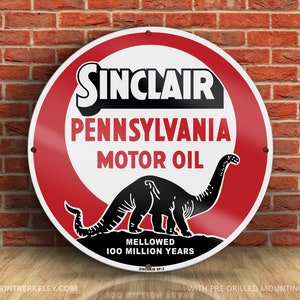 Sinclair – Pennsylvania Motor Oil (Version 1) Petroliana Vintage Reproduction Gas Station Sign (23.5&quot; Round DIBOND™ Aluminum Composite)