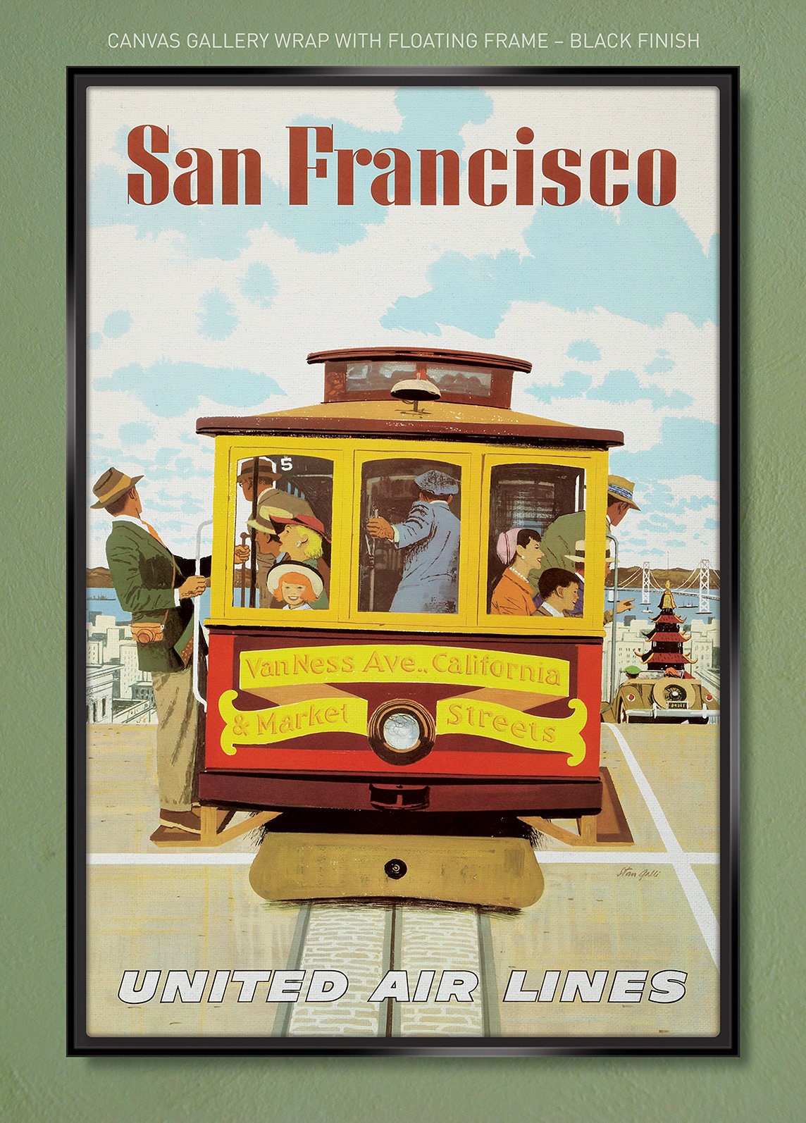 United Air Lines San Francisco Cable Car Travel Poster galli - Etsy