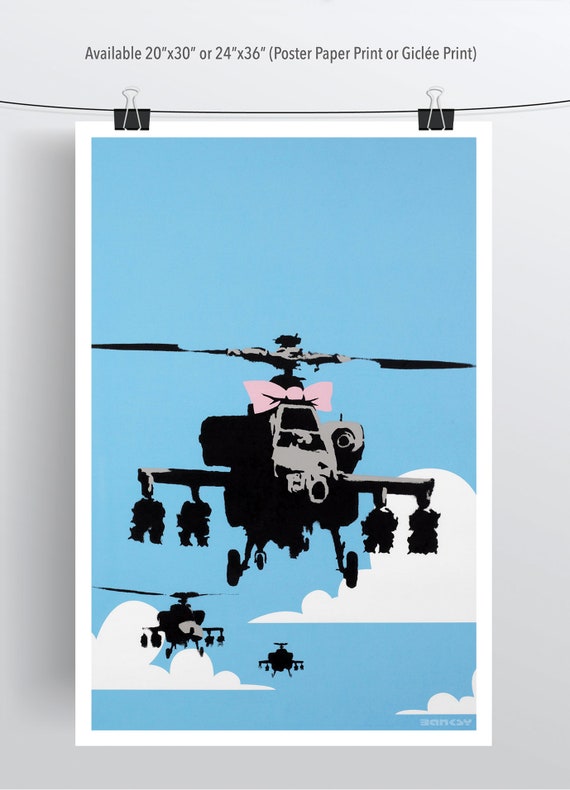 Banksy – Happy Chopper 20x30 & 24x36 Bright White Satin Finish