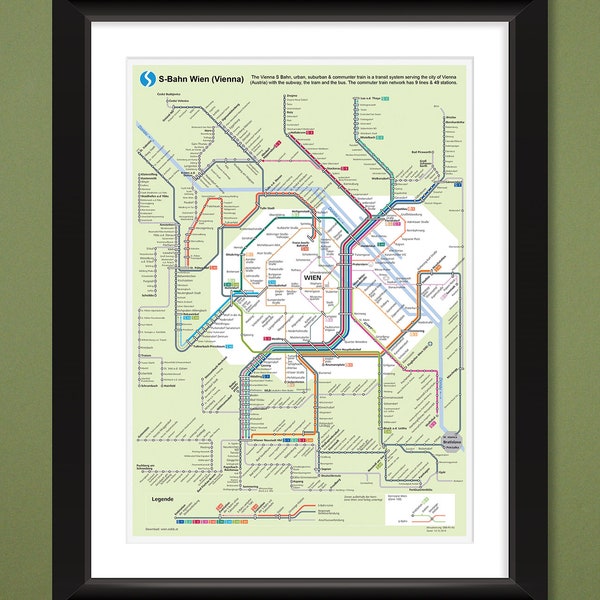 Vienna S Bahn Commuter Train Map (12x16 Heavyweight Art Print)