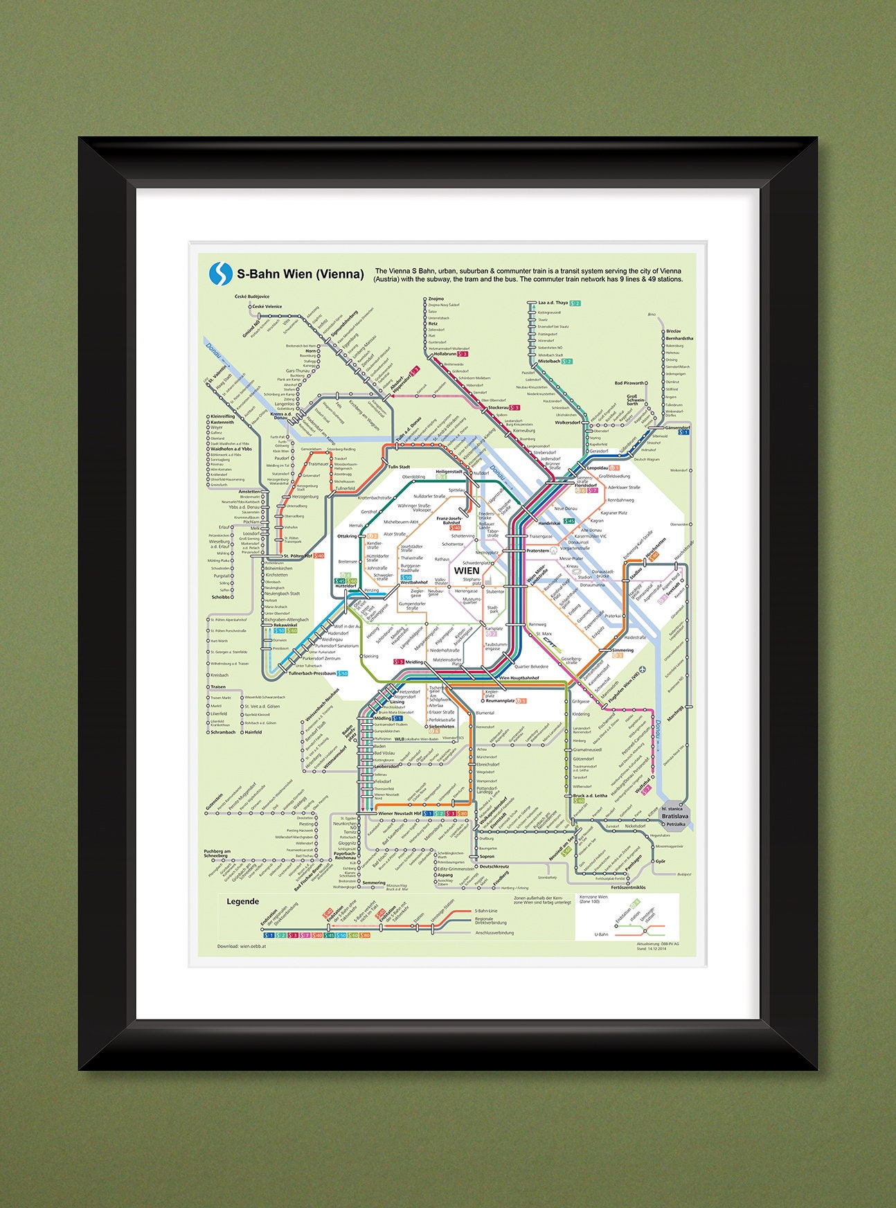 Vienna S Bahn Commuter Train Map (12x16 Heavyweight Art Print