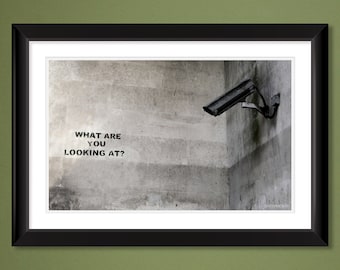 Banksy – Surveillance – What Are You Looking At? (18x12 Heavyweight Print)