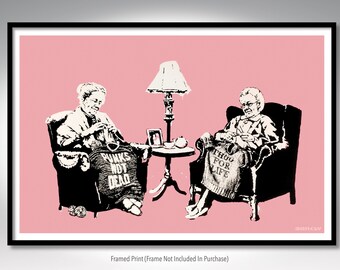 Banksy – Punk Thug Grannies 30x20 & 36x24 Bright White Satin Finish Poster Paper w/ Next Day Priority FedEx Shipping