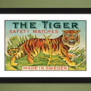 The Tiger – Safety Matches – Made in Sweden (Vintage 18x12 Heavyweight Art Print)