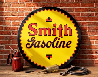 Smith Gasoline – Petroliana Vintage Reproduction Gas Station Sign (23.5"/36"/46" Round DIBOND™ Aluminum Composite)