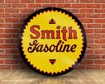 Smith Gasoline – Petroliana Vintage Reproduction Gas Station Sign (23.5" or 36" Round DIBOND™ Aluminum Composite)