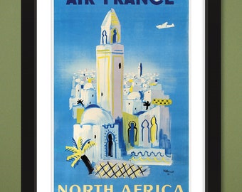Travel Poster – Air France – North Africa by Villemot (12x18 Heavyweight Art Print)