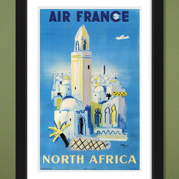 Travel Poster – Air France – North Africa by Villemot (12x18 Heavyweight Art Print)