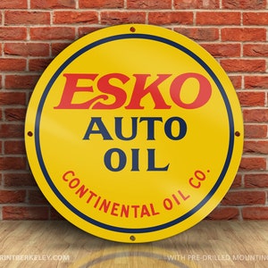 Esko Auto Oil – Continental Oil Co. – Petroliana Vintage Reproduction Gas Station Sign (23.5&quot; Round DIBOND™ Aluminum Composite)