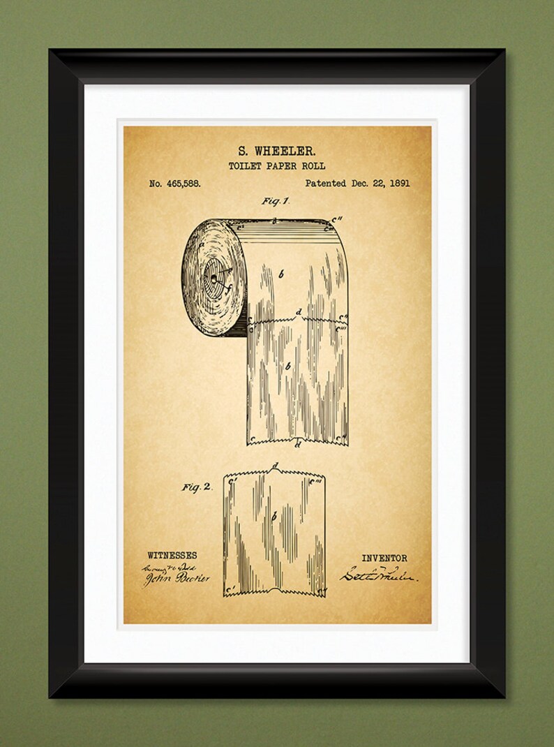 12x18 US Patent Drawings Toilet Paper Roll Etsy