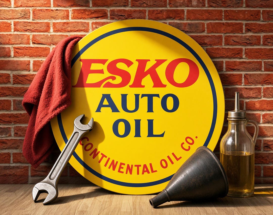 激レア！50’ｓ ENCO エンコ ESSO エッソ オイルドロップ ビンテージ Esko Auto Oil – Petroliana Vintage Reproduction Gas Station Sign