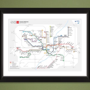 Munich Germany Tramway Network Map Tramnetz München 2019 16x12 Heavyweight Art Print Bild 1