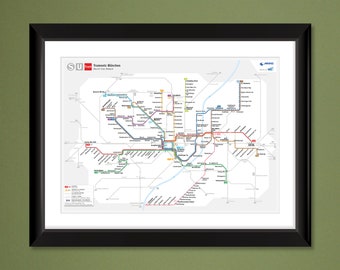 Munich (Germany) Tramway Network Map – Tramnetz München 2019 (16x12 Heavyweight Art Print)