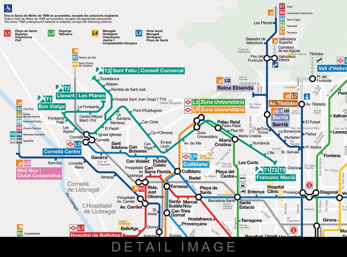 Barcelona Metro subway Map 16x12 Heavyweight Art Print - Etsy