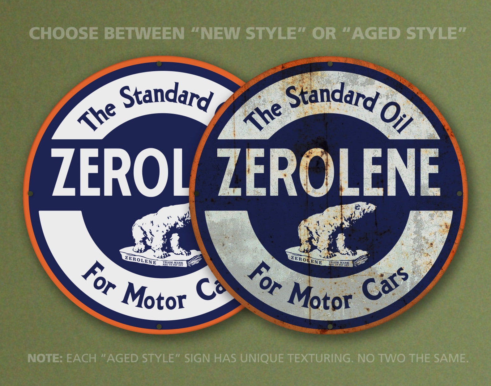 Zerolene – Petroliana Vintage Reproduction Gas Station Sign (23.5 ...