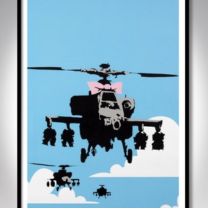 Banksy – Happy Chopper 20x30 & 24x36 Bright White Satin Finish
