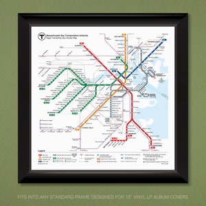 Boston T – MBTA Massachusetts Bay Transportation Authority – Rapid Transit & Key Bus Routes Map 2019 (12.375 x 12.375 Heavyweight Art Print)