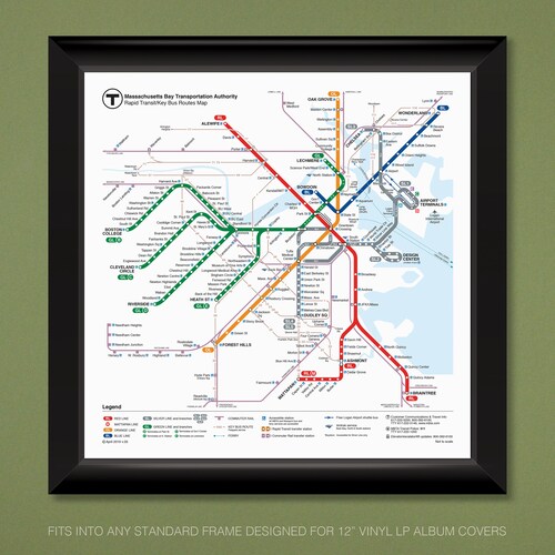 T Map Boston Ma Boston T Mbta Massachusetts Bay Transportation Authority | Etsy Uk