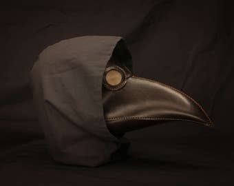Plague Doctor Mask, Leather Dark Brown Plague Mask, Medieval Bird Mask, Steampunk Masquerade Halloween Mask