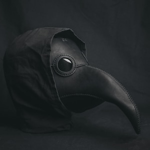 Plague Doctor  Mask Leather Black, Medieval Bird Mask, Steampunk Masquerade Halloween Mask